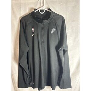 San Antonio Spurs Nike NBA Pullover Mens 3XL BLACK longsleeve 1/4 zip DRI-FIT